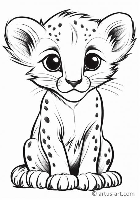 Pagina da colorare di un ghepardo carino